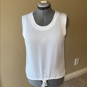 Twik White Tank Top Blouse with Tie Front